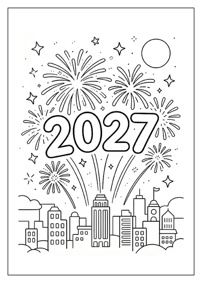 2027 Fireworks Lighting the Night Sky coloring page