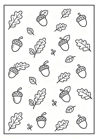 Acorns and Oak Leaves Pattern coloring page