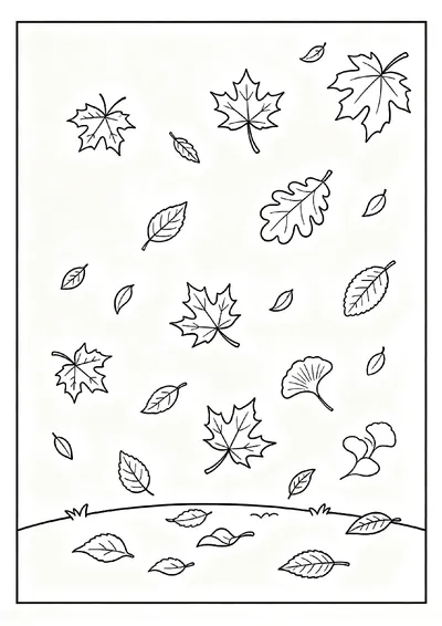 Maple Leaves Falling in the Breeze coloring page