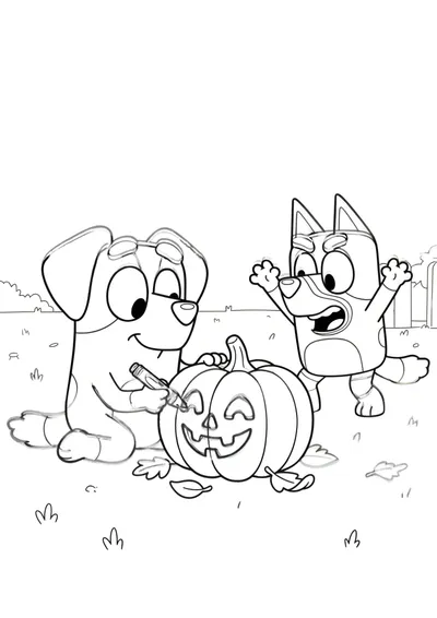 Carving a Jack O Lantern with a Friend coloring page