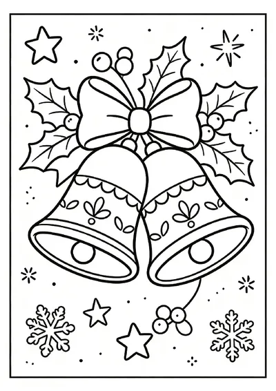 Christmas Bells and Holly online coloring canvas