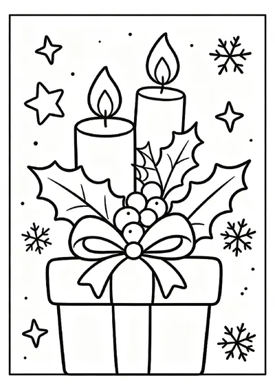 Christmas Candles and Holly online coloring canvas