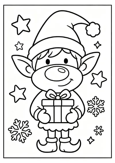 Cheerful Christmas Elf online coloring canvas