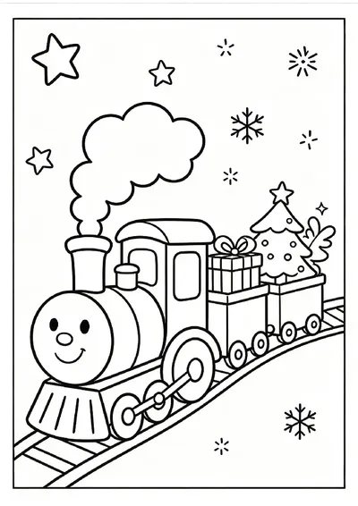 Christmas Train online coloring canvas