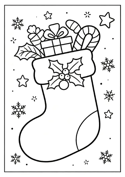 Festive Christmas Stocking online coloring canvas
