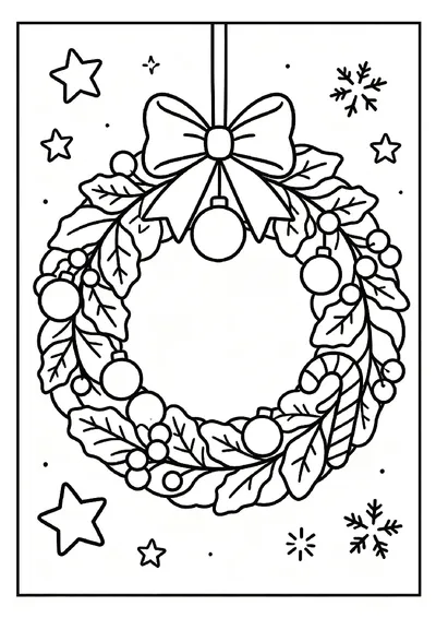 Festive Christmas Wreath online coloring canvas