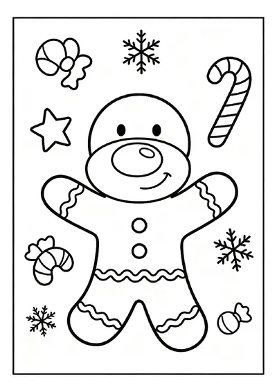 Friendly Gingerbread Man online coloring canvas