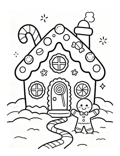 Gingerbread House With a Gingerbread Man online coloring canvas