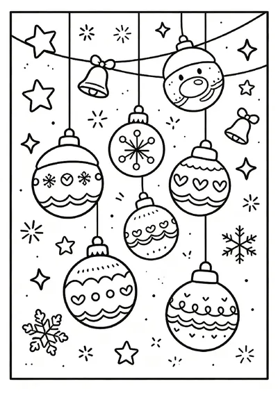 Hanging Christmas Ornaments online coloring canvas
