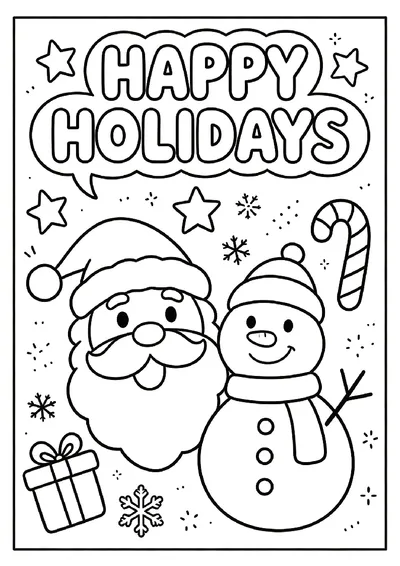 Happy Holidays Greeting online coloring canvas