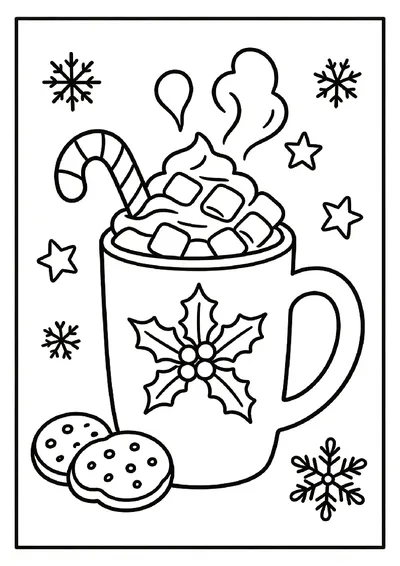 Cup of Hot Cocoa for Christmas online coloring canvas