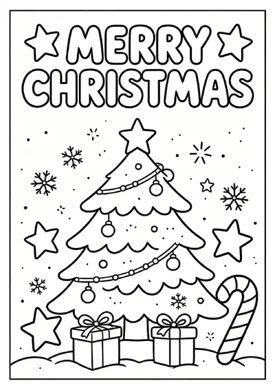 Merry Christmas Greeting With a Decorated Tree online coloring canvas
