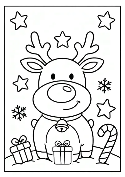 Reindeer Wearing a Bell online coloring canvas