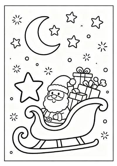 Santa in His Sleigh online coloring canvas