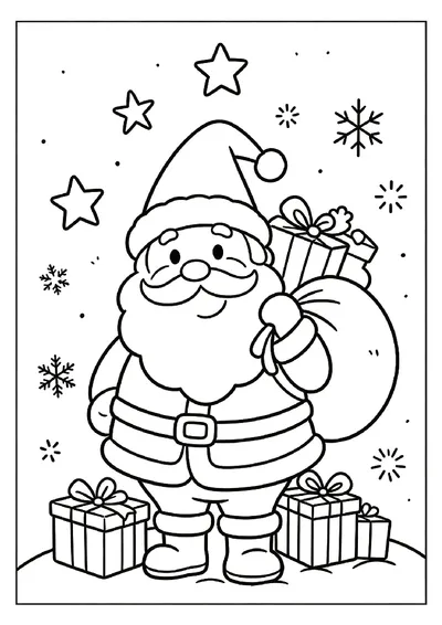 Santa Claus Carrying a Sack of Gifts online coloring canvas