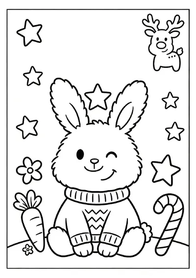 Fluffy Bunny in a Woolly Sweater coloring page