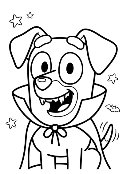 Cute Vampire Dog Halloween Portrait coloring page