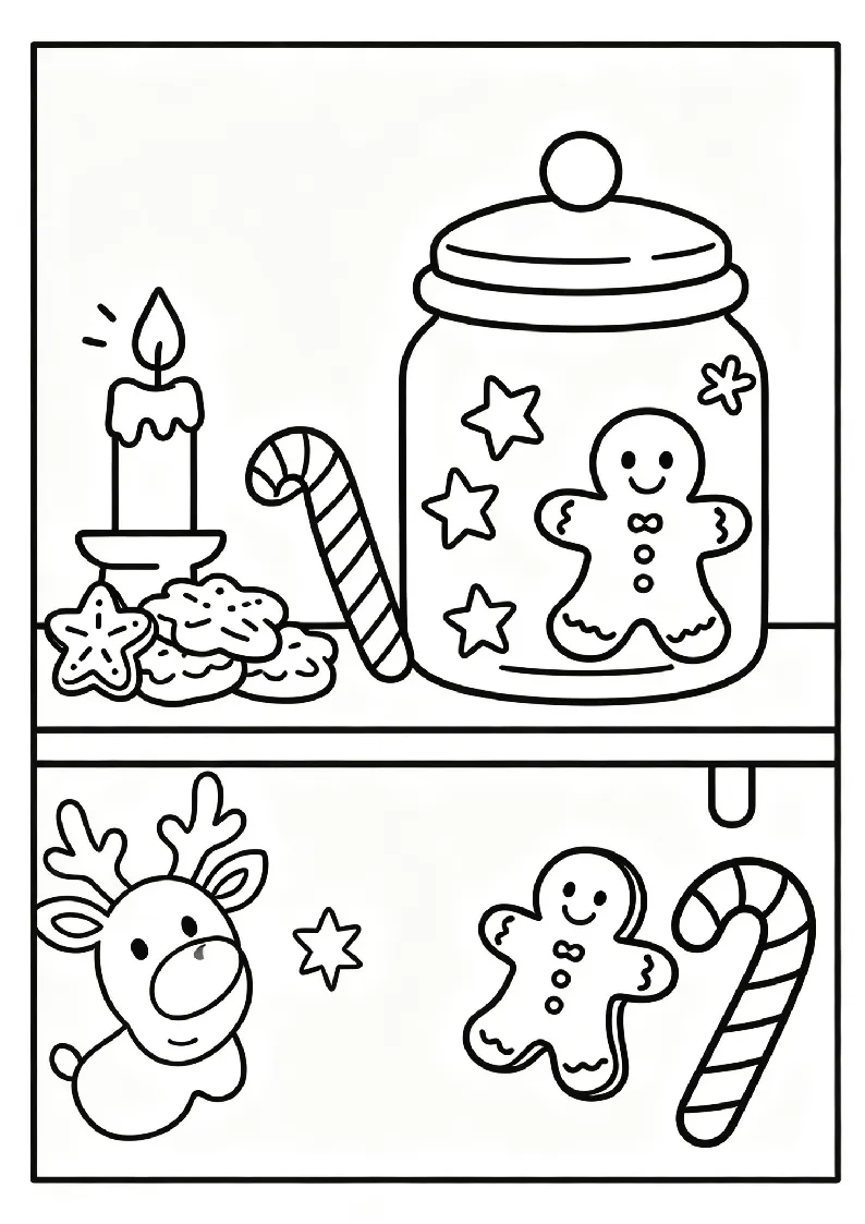 Cookie Jar on a Shelf coloring page, black outline drawing ready to print