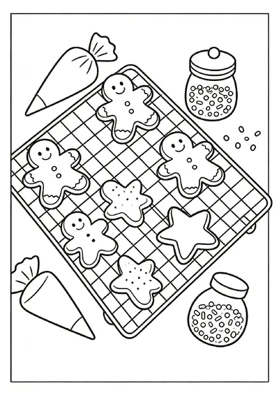 Cookies Cooling on a Rack coloring page