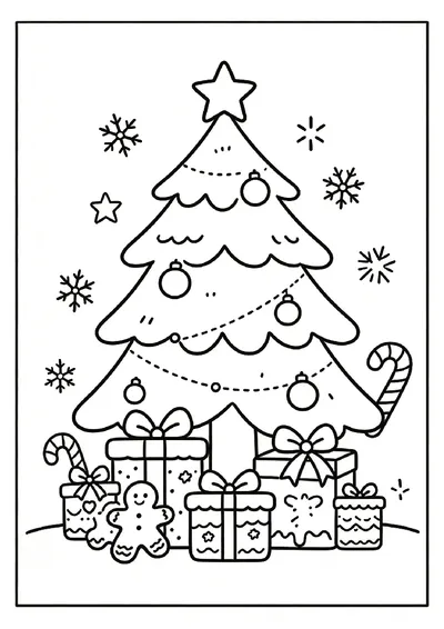 Gift Boxes Under the Tree online coloring canvas