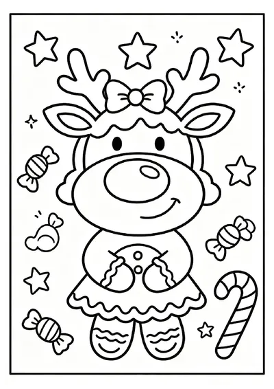 Gingerbread Girl With a Frosting Bow online coloring canvas