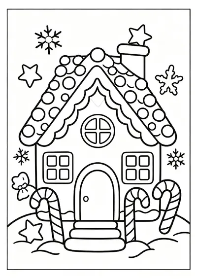 Gingerbread House With a Candy Roof online coloring canvas