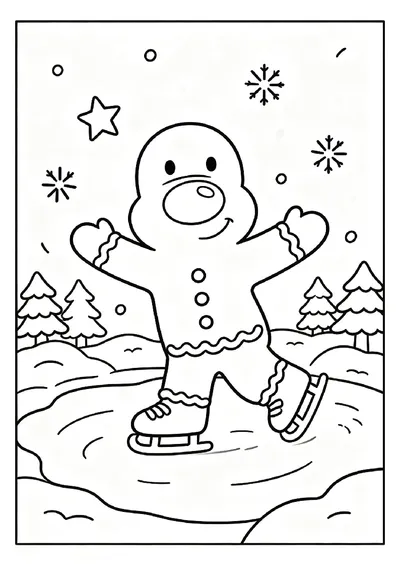 Gingerbread Man Ice Skating online coloring canvas