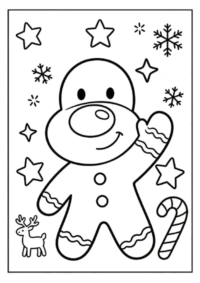 Gingerbread Man Waving Hello online coloring canvas