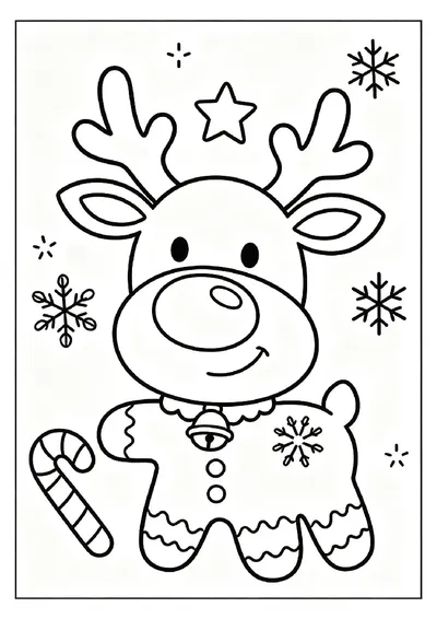 Gingerbread Reindeer With a Gumdrop Nose online coloring canvas