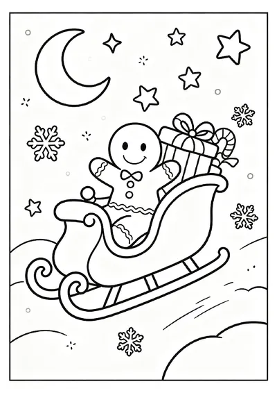 Gingerbread Sleigh Ride Through the Night online coloring canvas