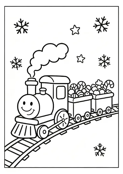 Gingerbread Train With Candy Cargo online coloring canvas
