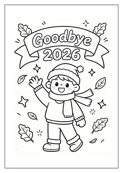 Goodbye 2026 Farewell Banner coloring page