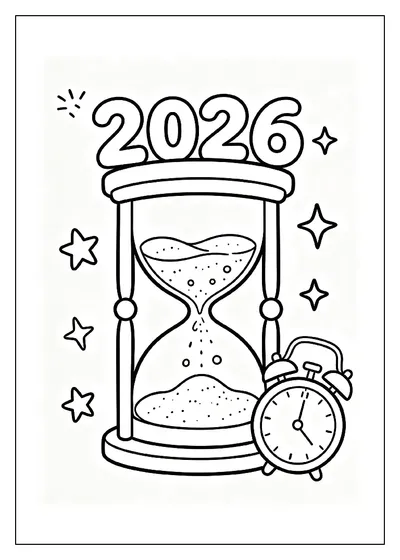 Hourglass Running Out on 2026 coloring page