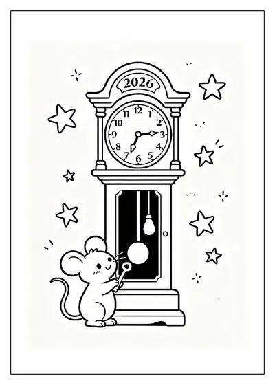 Old Year Clock Winding Down coloring page