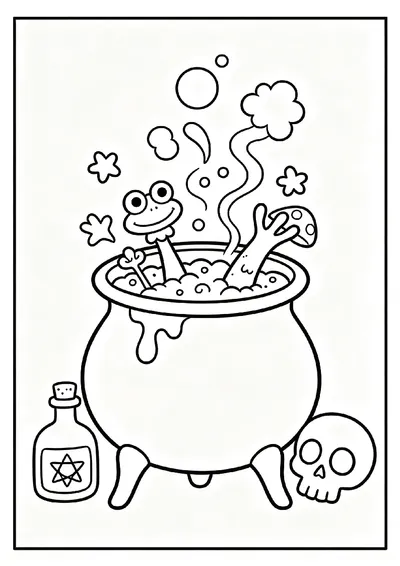 Cauldron Bubbling with Potion coloring page