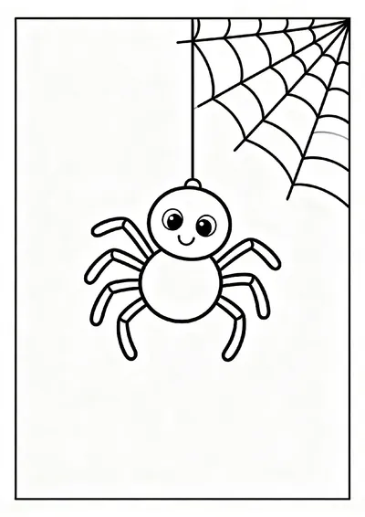 Cute Spider Hanging from Its Web coloring page