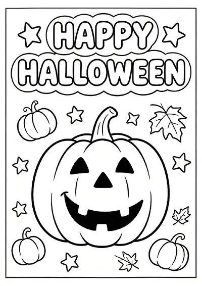 Happy Halloween Greeting With a Smiling Jack-o'-Lantern coloring page