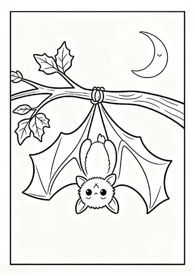 Vampire Bat Hanging Upside Down coloring page
