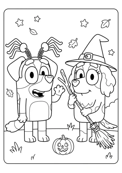 Halloween Spider Wig and Witch Costume Coloring Page coloring page