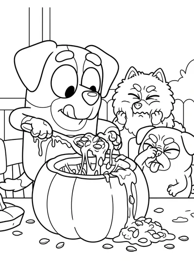 Making Halloween Pumpkin Treats Coloring Page coloring page