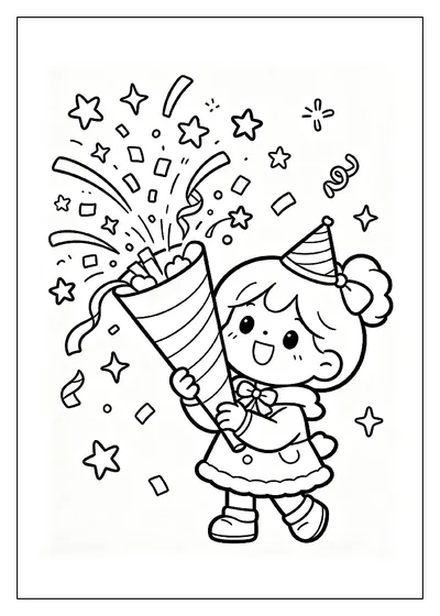 Confetti Cannon with Falling Stars coloring page