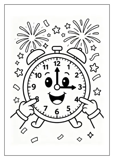 Countdown Clock Striking Twelve coloring page