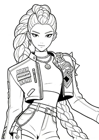 Rumi's Braided Warrior Portrait online coloring canvas