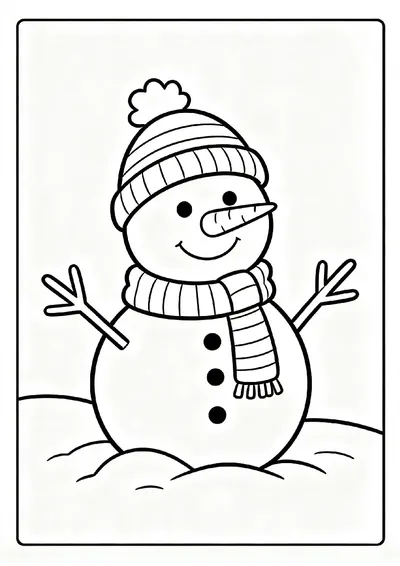 Snowman Wearing a Striped Scarf coloring page