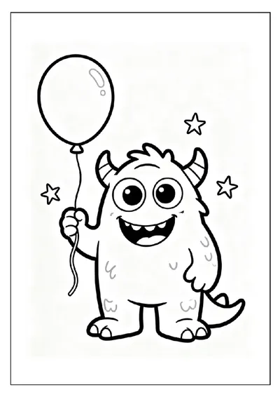One-Eyed Monster Holding a Balloon coloring page