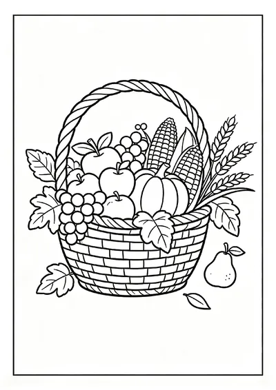 Cornucopia Overflowing with Harvest coloring page