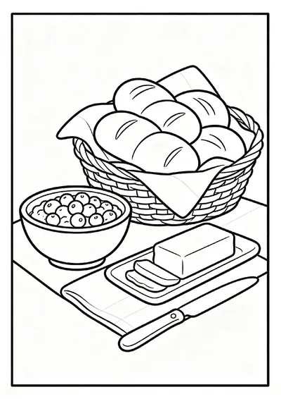 Cranberry Sauce and Dinner Rolls coloring page