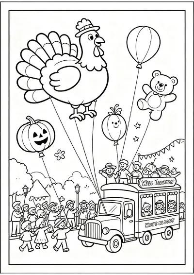 Thanksgiving Parade Balloons coloring page
