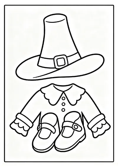Pilgrim Hat and Buckle Shoes coloring page