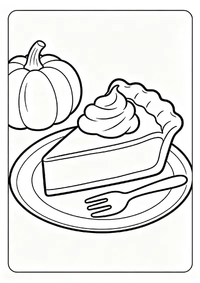 Pumpkin Pie with Whipped Cream coloring page